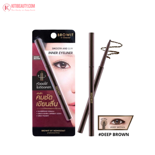 Bút Kẻ Viền Mắt Trong Dạng Sáp Browit By Nongchat Smooth And Slim Inner Eyeliner 0.1g #Deep Brown